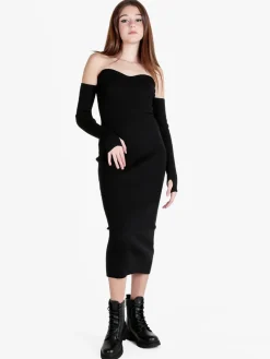 Mochy Abito lungo da donna in maglia con spalle scoperte