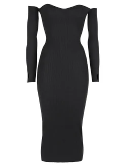 Mochy Abito lungo da donna in maglia con spalle scoperte