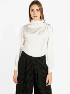 Moda Fashion Blusa in simil seta da donna