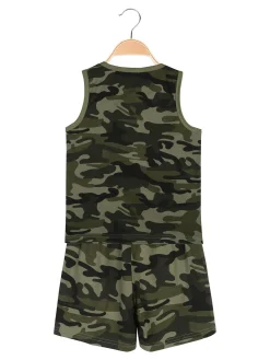 Moda Junior Completo corto militare da ragazzo con canotta e bermuda