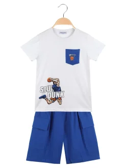 Moda Junior Completo corto 2 pezzi da bambino con t-shirt + bermuda cargo