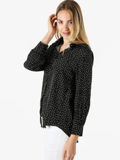 Monique Camicia donna a maniche lunghe con stampa a pois - nero