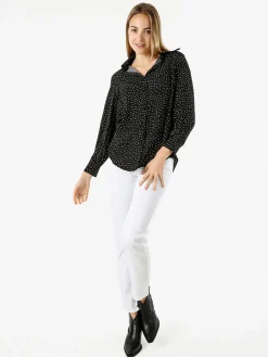 Monique Camicia donna a maniche lunghe con stampa a pois - nero