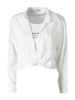 Monique Camicia donna a maniche lunghe con stampa a pois - marrone