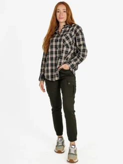 Monique Camicia donna oversize a quadri con taschino - blu scuro