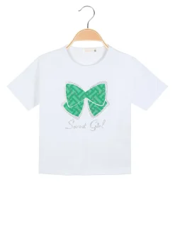 Mono Star T-shirt manica corta da bambina con strass