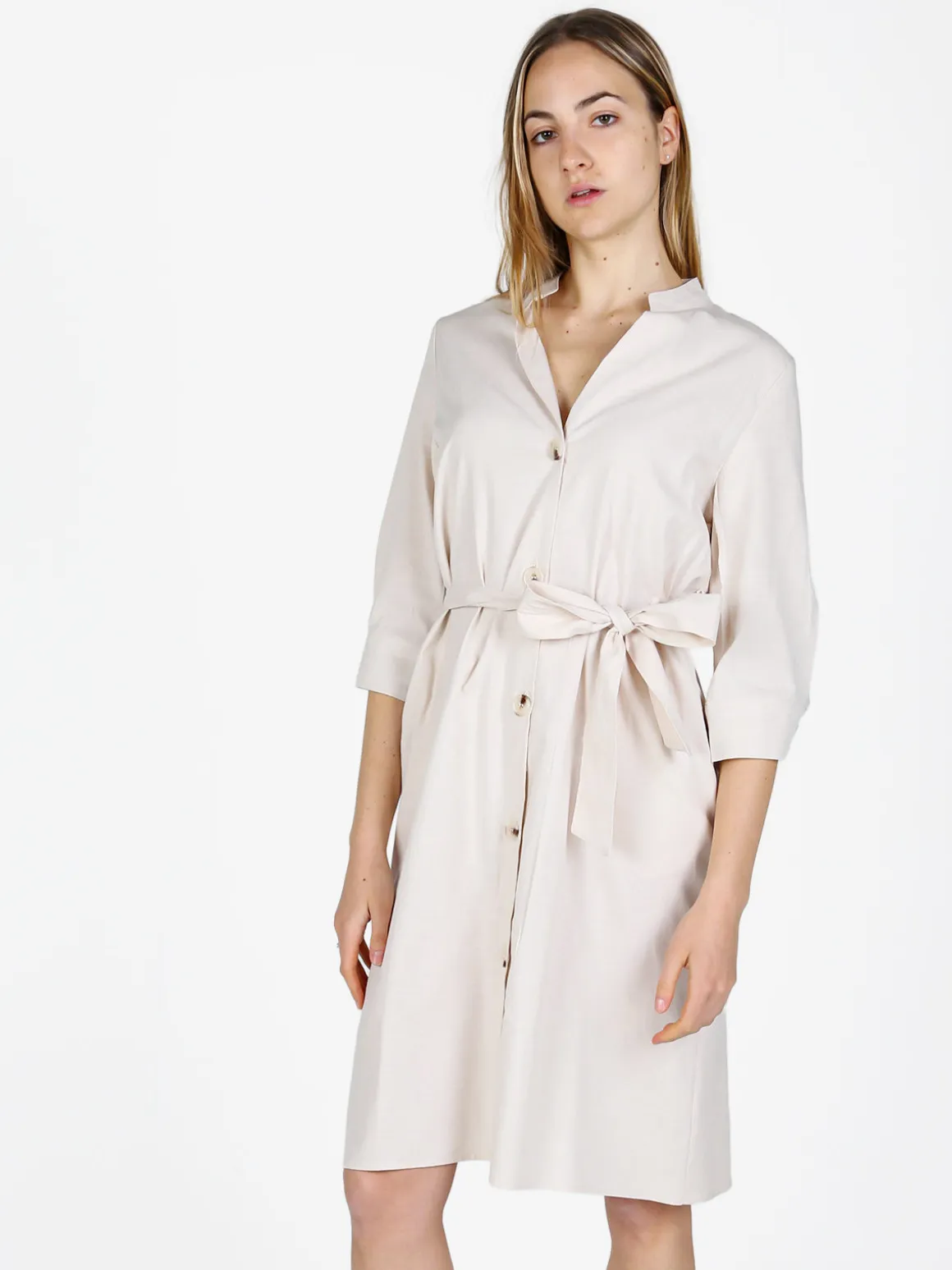 Monte Cervino Abito a camicia da donna in misto lino con maniche a 3/4