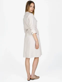 Monte Cervino Abito a camicia da donna in misto lino con maniche a 3/4