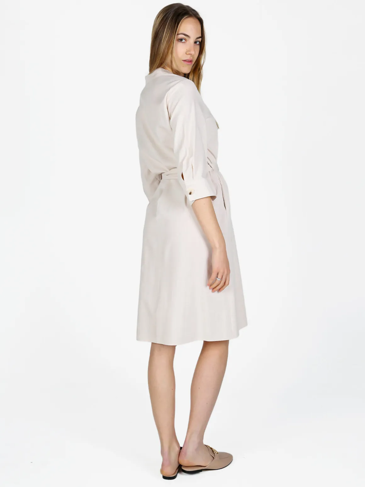 Monte Cervino Abito a camicia da donna in misto lino con maniche a 3/4