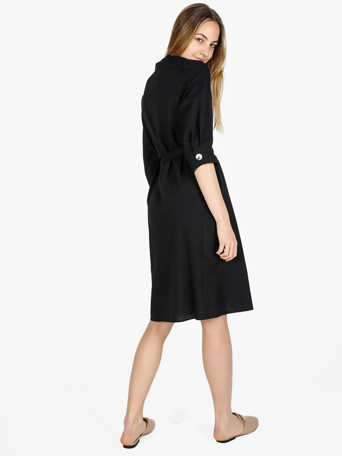 Monte Cervino Abito a camicia da donna in misto lino con maniche a 3/4