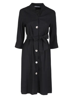 Monte Cervino Abito a camicia da donna in misto lino con maniche a 3/4
