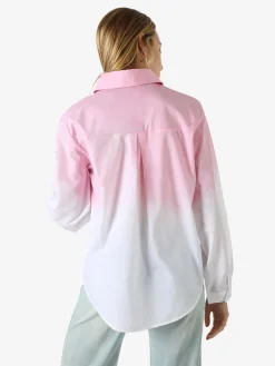 Monte Cervino Camicia donna a maniche lunghe sfumata con strass - rosa