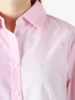 Monte Cervino Camicia donna a maniche lunghe sfumata con strass - rosa
