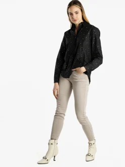 Monte Cervino Camicia donna a maniche lunghe con strass colorati