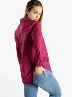 Monte Cervino Camicia donna a maniche lunghe con strass colorati