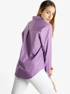 Monte Cervino Camicia donna a maniche lunghe con strass colorati