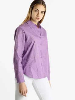 Monte Cervino Camicia donna a maniche lunghe con strass colorati