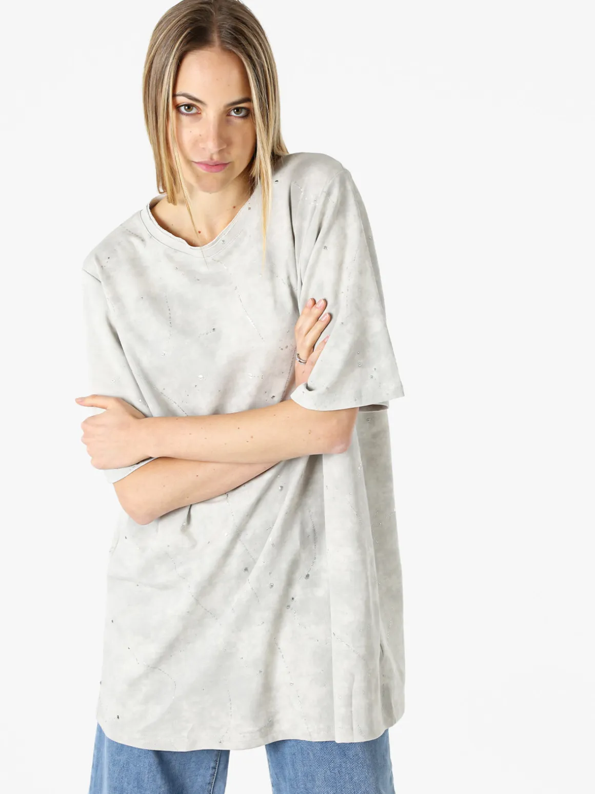 Monte Cervino Maxi t-shirt donna oversize in cotone - fango