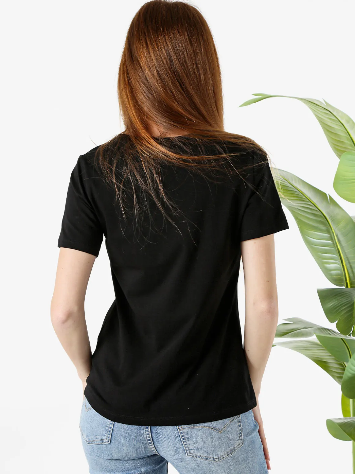 Monte Cervino T-shirt da donna in cotone con stampa fiori e strass - nero