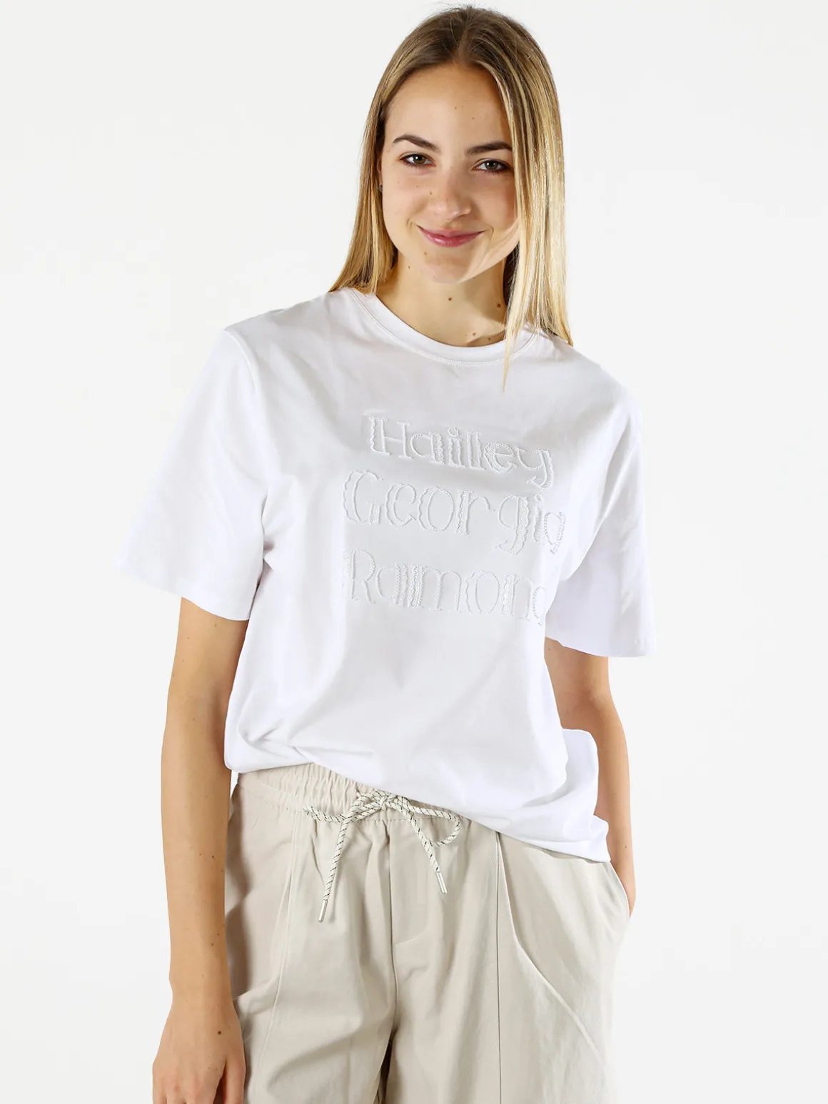 Monte Cervino T-shirt da donna in cotone con ricami - bianco