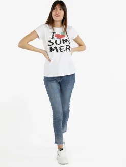 Monte Cervino T-shirt donna con stampa e strass