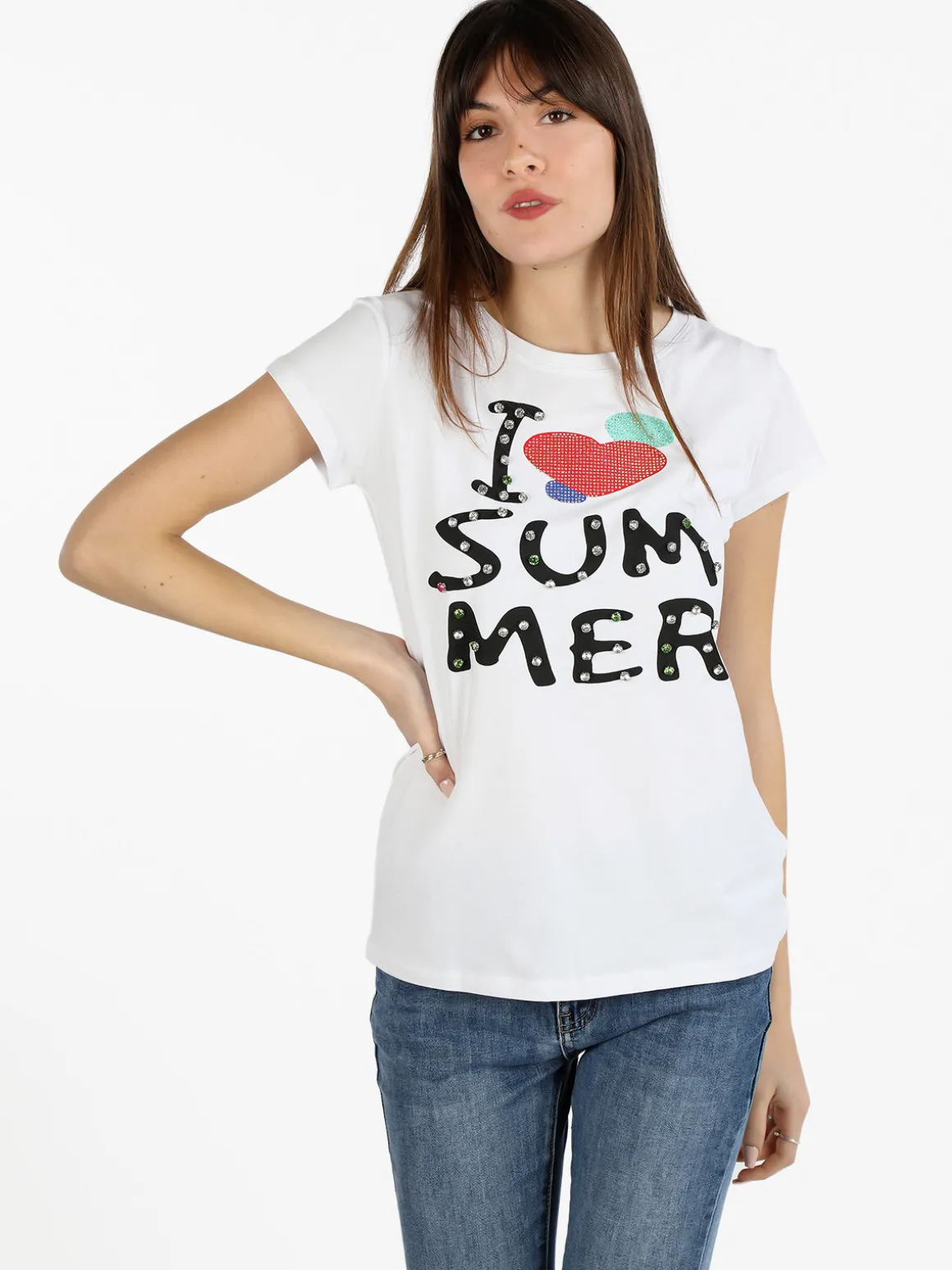 Monte Cervino T-shirt donna con stampa e strass