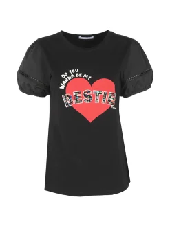 Monte Cervino T-shirt donna con stampa cuore e pietre colorate