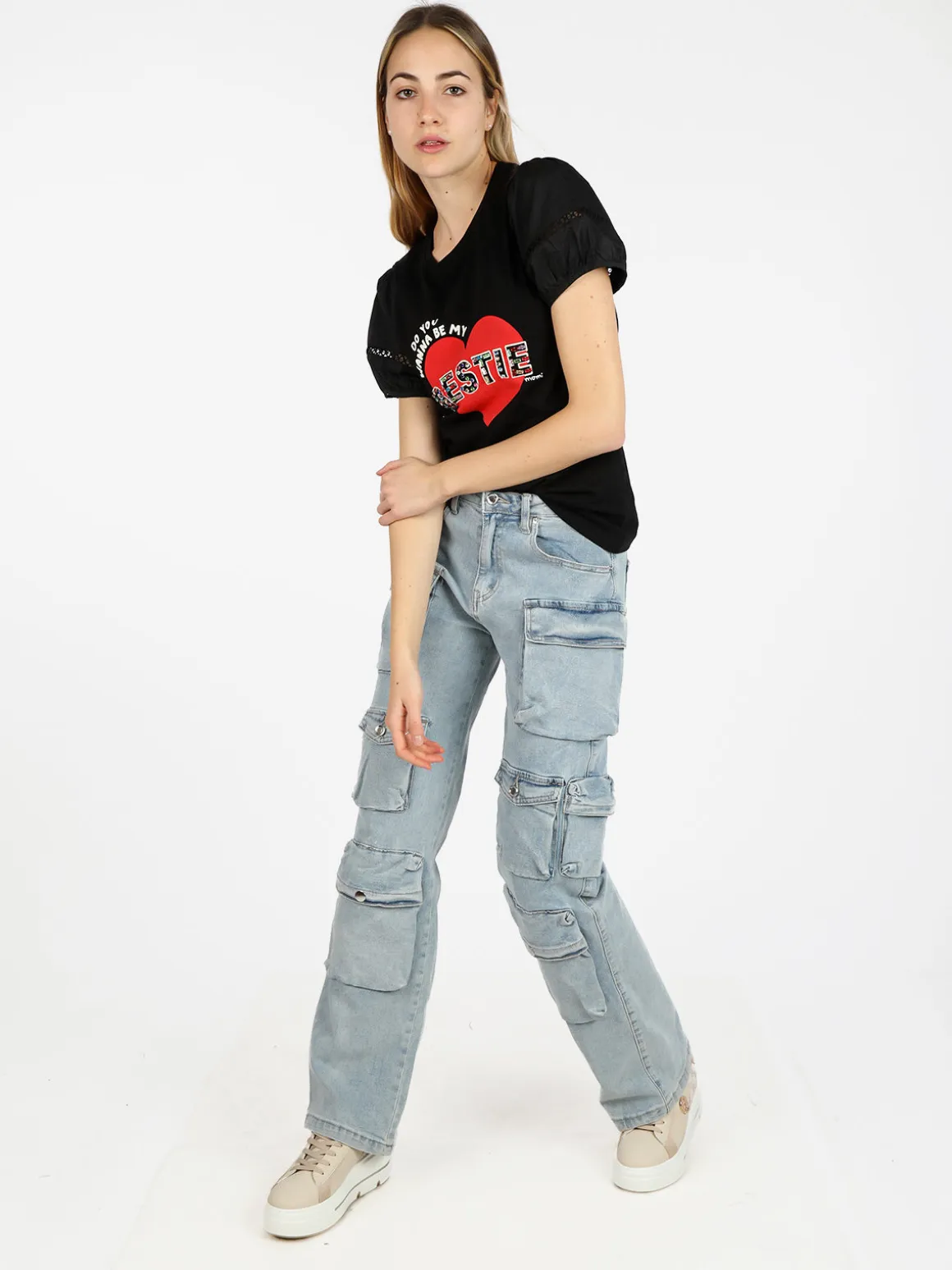 Monte Cervino T-shirt donna con stampa cuore e pietre colorate