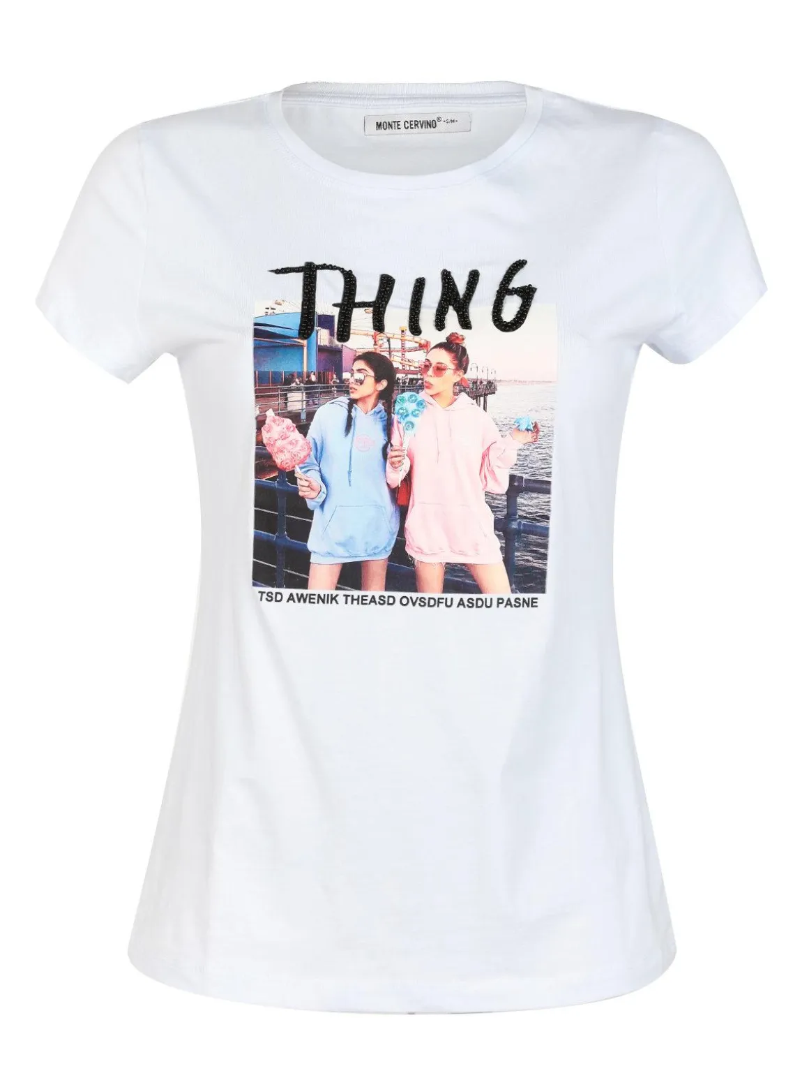 Monte Cervino T-shirt donna con disegno e perline