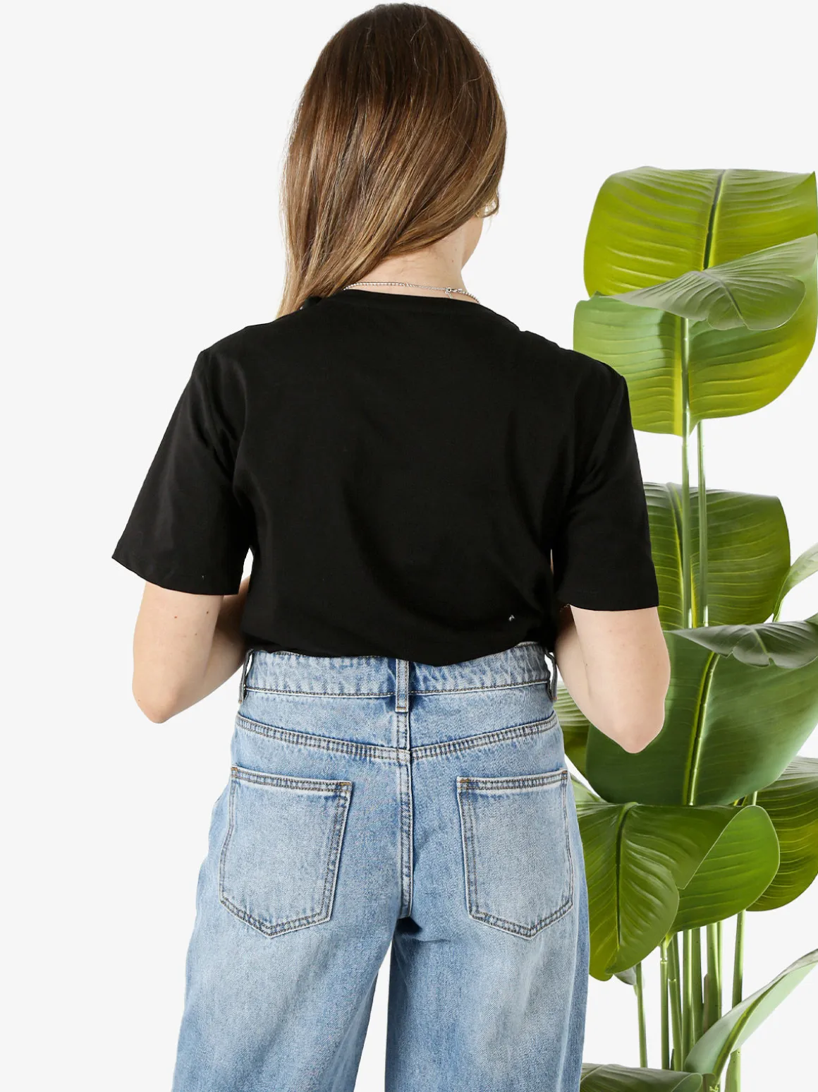Monte Cervino T-shirt donna in cotone con perle e strass - nero