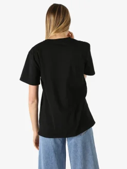 Monte Cervino T-shirt donna in cotone con stampa colorate - nero