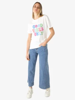 Monte Cervino T-shirt donna in cotone con stampa colorate - blu