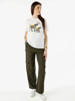 Monte Cervino T-shirt donna in cotone con stampa e strass - giallo