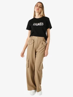 Monte Cervino T-shirt donna in cotone con stampa e strass - nero
