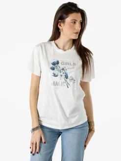 Monte Cervino T-shirt donna in cotone con stampa - blu