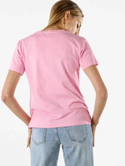 Monte Cervino T-shirt donna in cotone con stampa - rosa