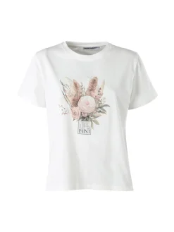Monte Cervino T-shirt donna in cotone con stampa - bianco