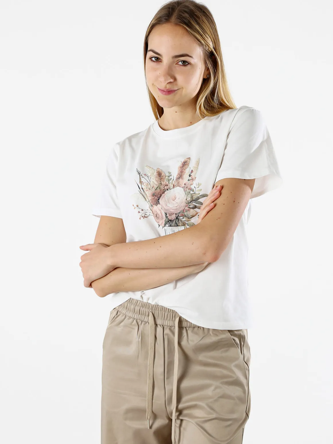 Monte Cervino T-shirt donna in cotone con stampa - bianco