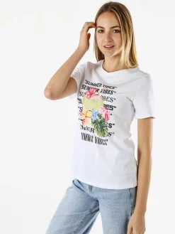 Monte Cervino T-shirt donna in cotone con stampa - bianco