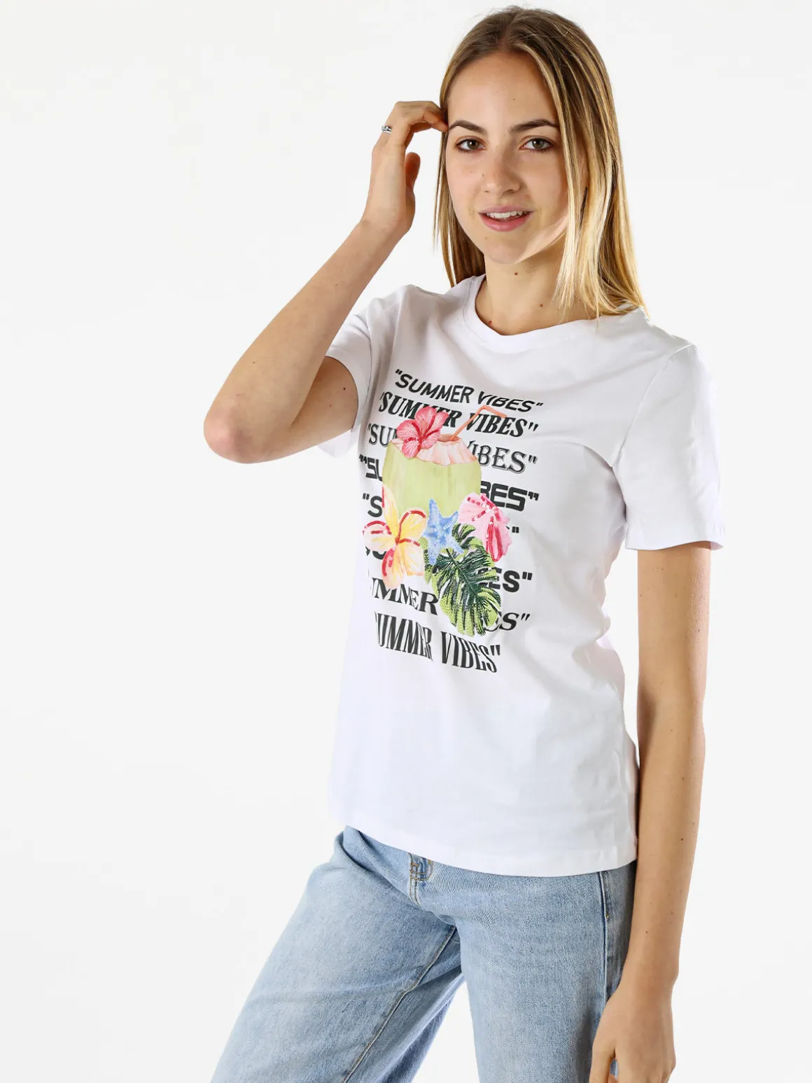 Monte Cervino T-shirt donna in cotone con stampa - bianco