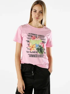 Monte Cervino T-shirt donna in cotone con stampa - rosa