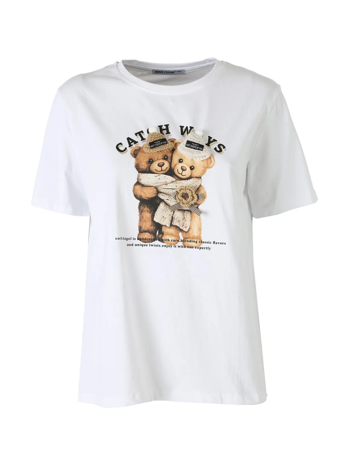 Monte Cervino T-shirt donna orsetto in cotone - bianco