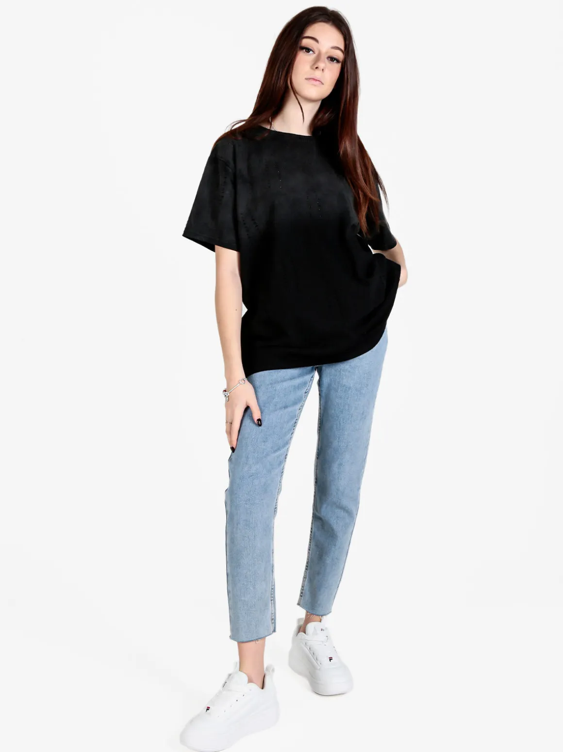 Monte Cervino T-shirt donna oversize in cotone con buchi