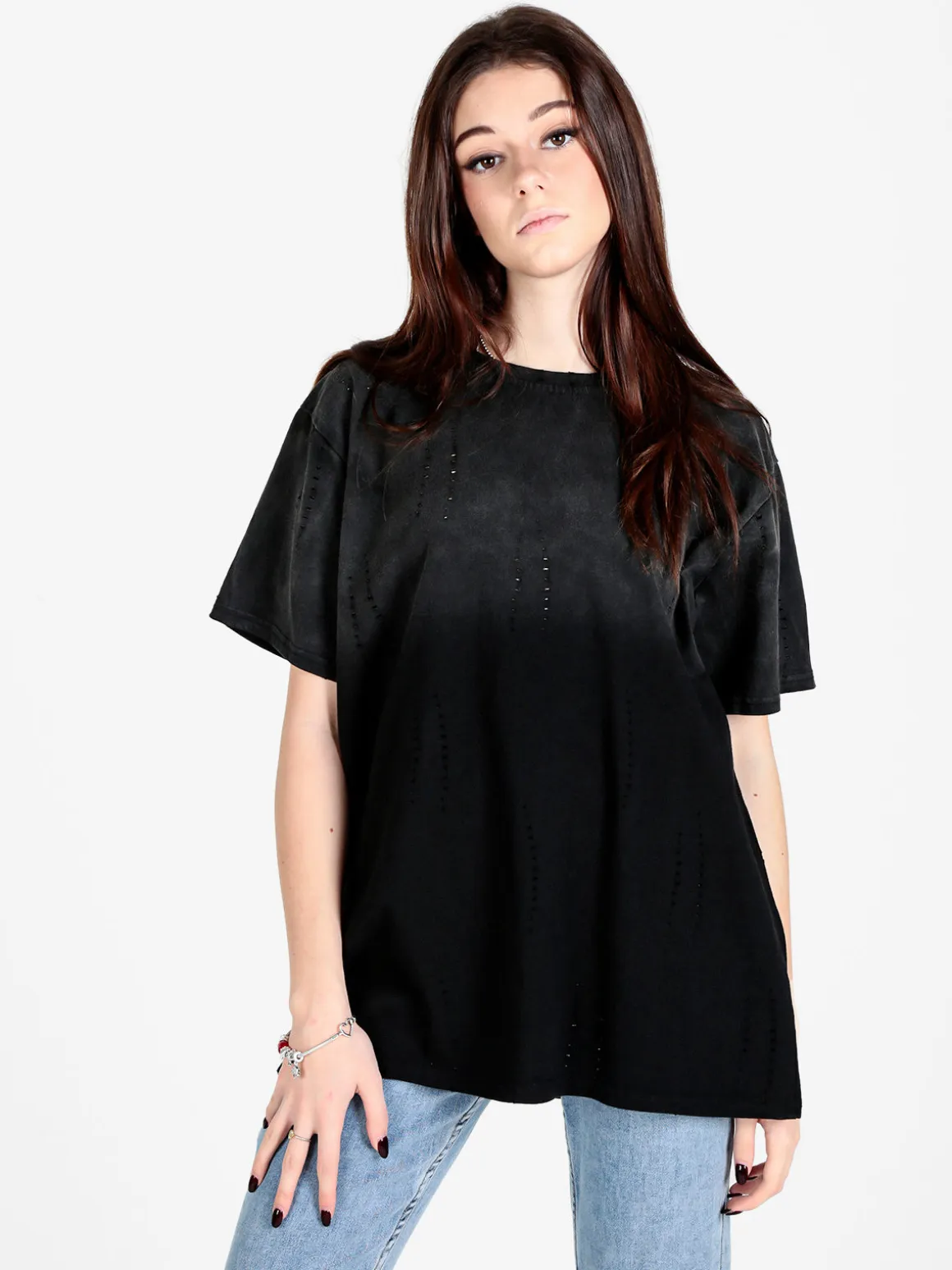 Monte Cervino T-shirt donna oversize in cotone con buchi