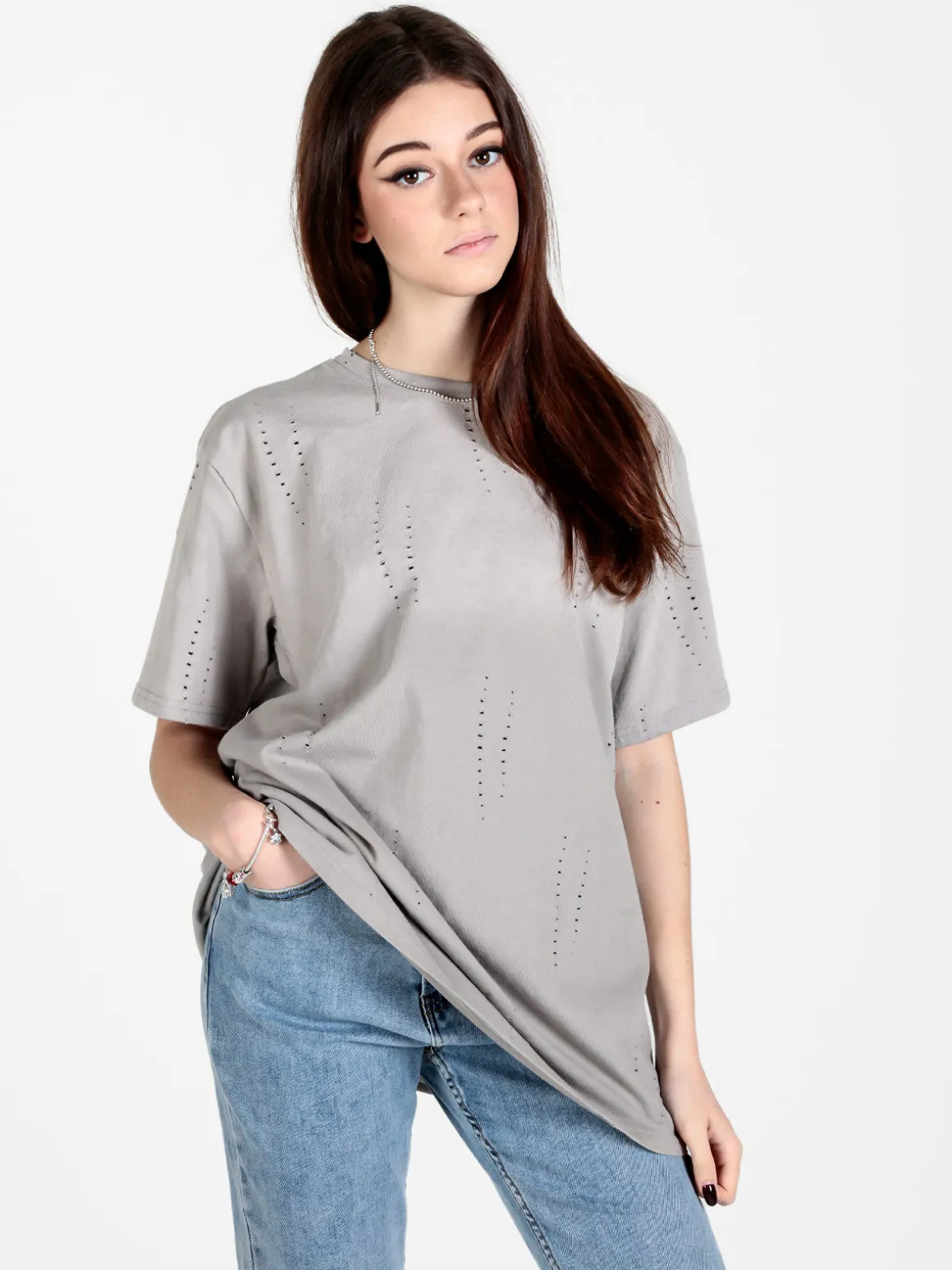 Monte Cervino T-shirt donna oversize in cotone con buchi