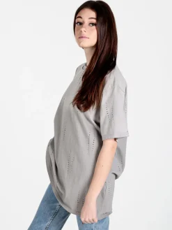 Monte Cervino T-shirt donna oversize in cotone con buchi