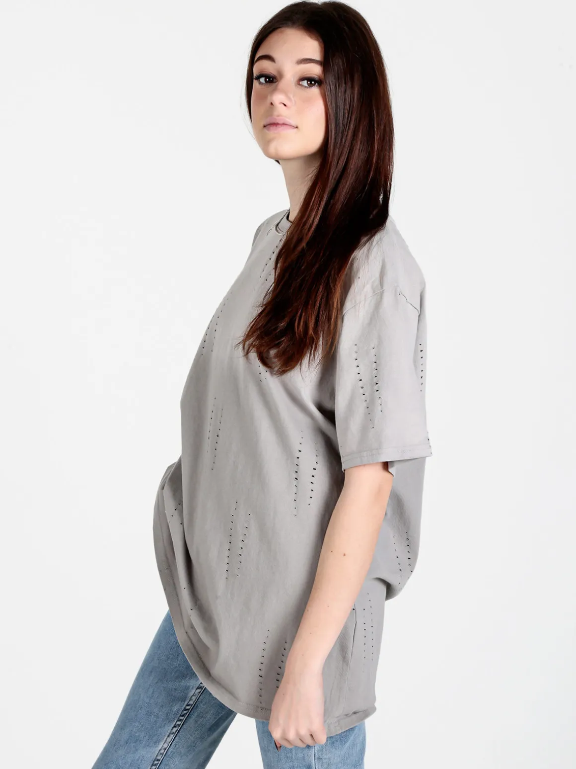 Monte Cervino T-shirt donna oversize in cotone con buchi