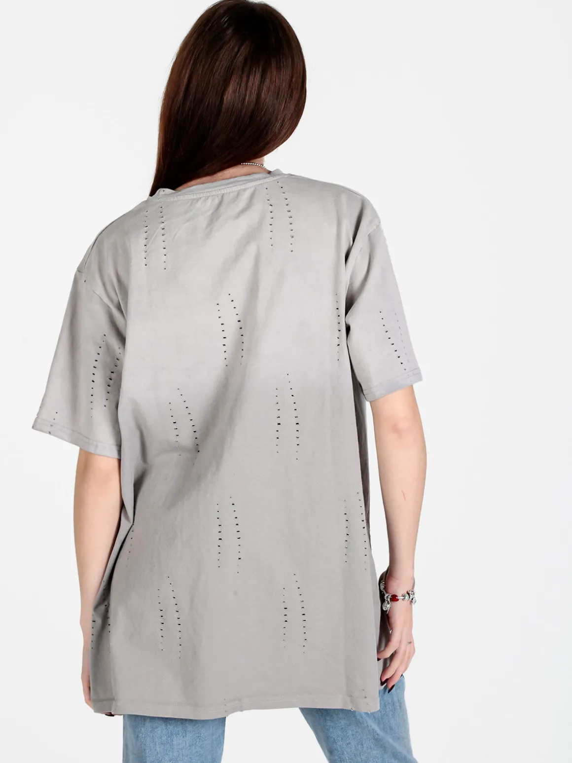 Monte Cervino T-shirt donna oversize in cotone con buchi