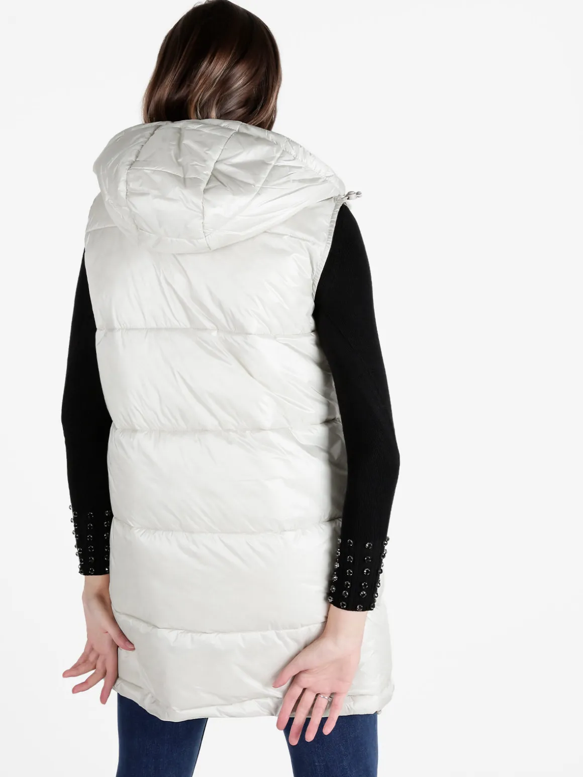 Mont Rose Gilet donna lungo trapuntato con cappuccio