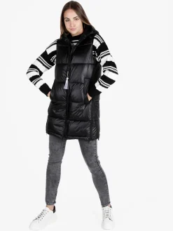 Mont Rose Gilet donna lungo trapuntato con cappuccio